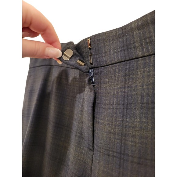 Theory Plaid Wool Blend Dress Pants Gray Trousers 10 - Picture 5 of 10